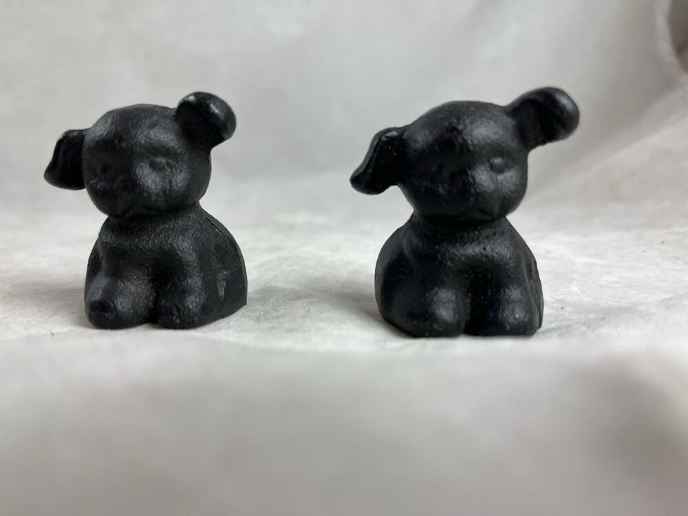 Pair Cast Iron Puppy Dogs Paper Weights Figurines Miniatures Vintage